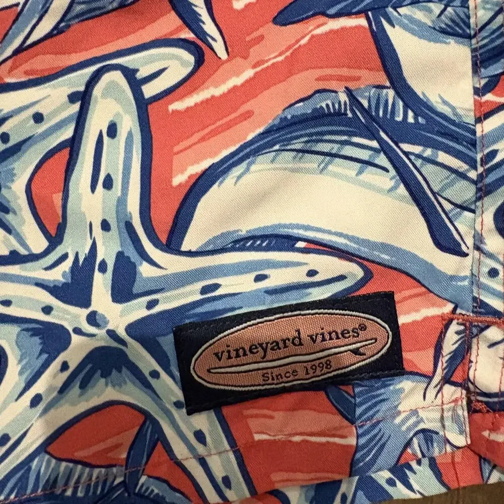 Vineyard Vines Swim Trunks Boys Large Marlin Starfish Pattern Board Shorts READ‎ - Picture 3 of 16